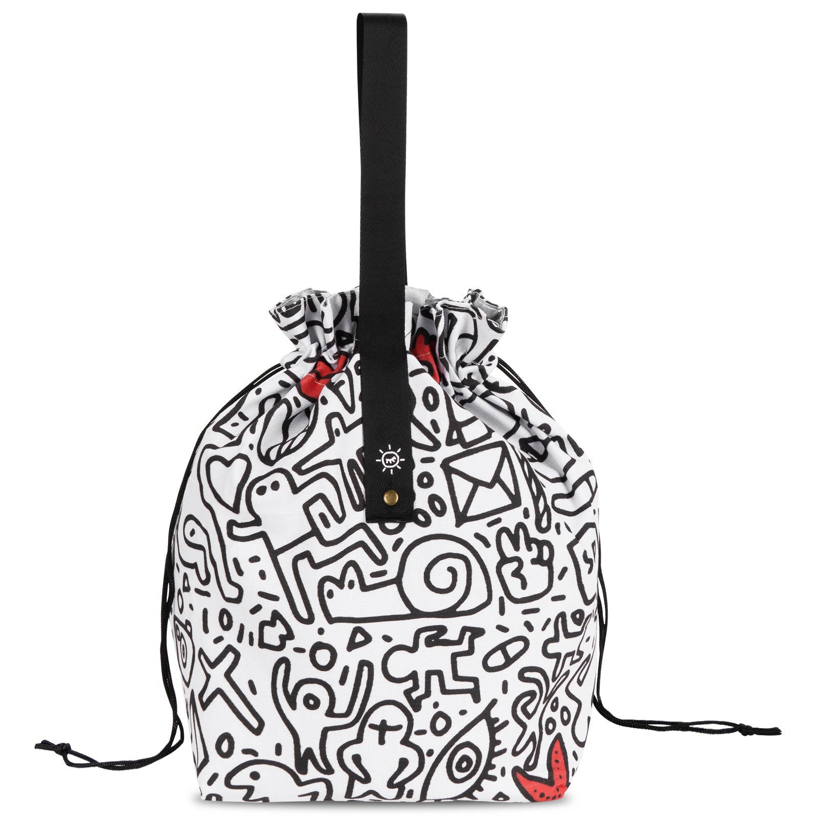 Linkidea Cute Lunch Bag with Handle, Drawstring Swig Lunch Bag, Cute Lunch Bags for Women Work Picnic Travel, Compatible with Bentogo, LunchBots, EasyLunchboxes (White)