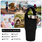 Linkidea 2 Pack Neoprene Tumbler Carrier with Strap Compatible with YETI Rambler Tumbler 30oz, Greens Steel Beast Tumbler 30oz, Waterbottle Sling Bag Holder with Shoulder Strap (Black)