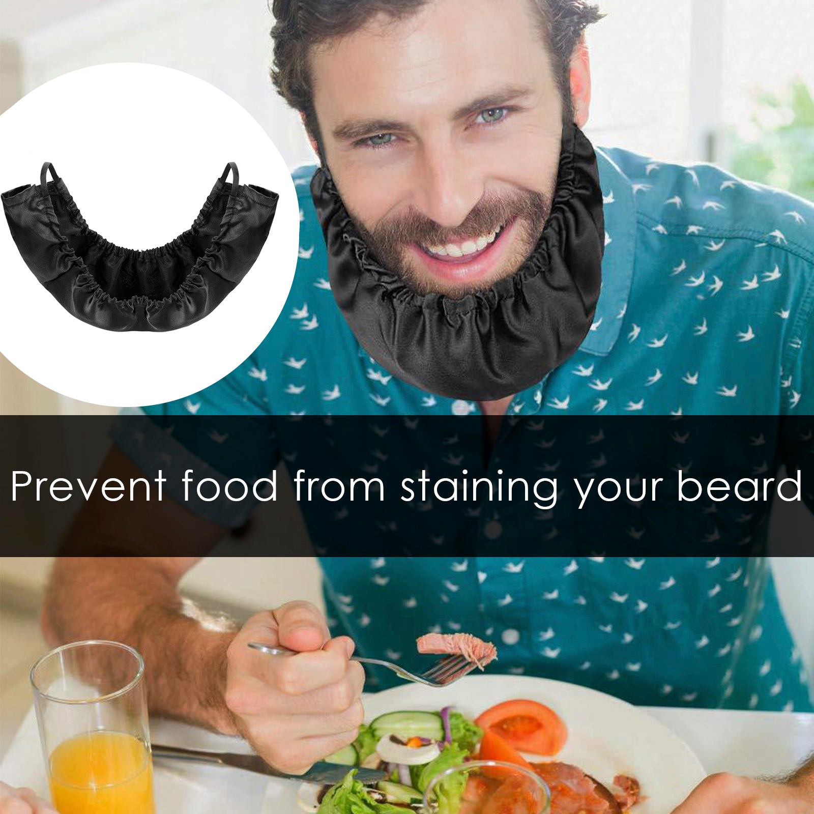 Linkidea 4 Pack Beard Bandana and Facial Beard Comb, XL Size Men Beard Guard Cover, Bedtime Beard Bib Apron Bonnet (Black)