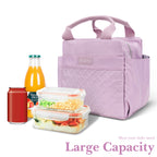 Linkidea Lunch Bag for Women, Large Leak Proof Lunch Tote Cooler, Lunch Tote Bag with Bottle Holder and Side Pockets, Compatible with NatraProw, LOVINA, Caperci (Purple)