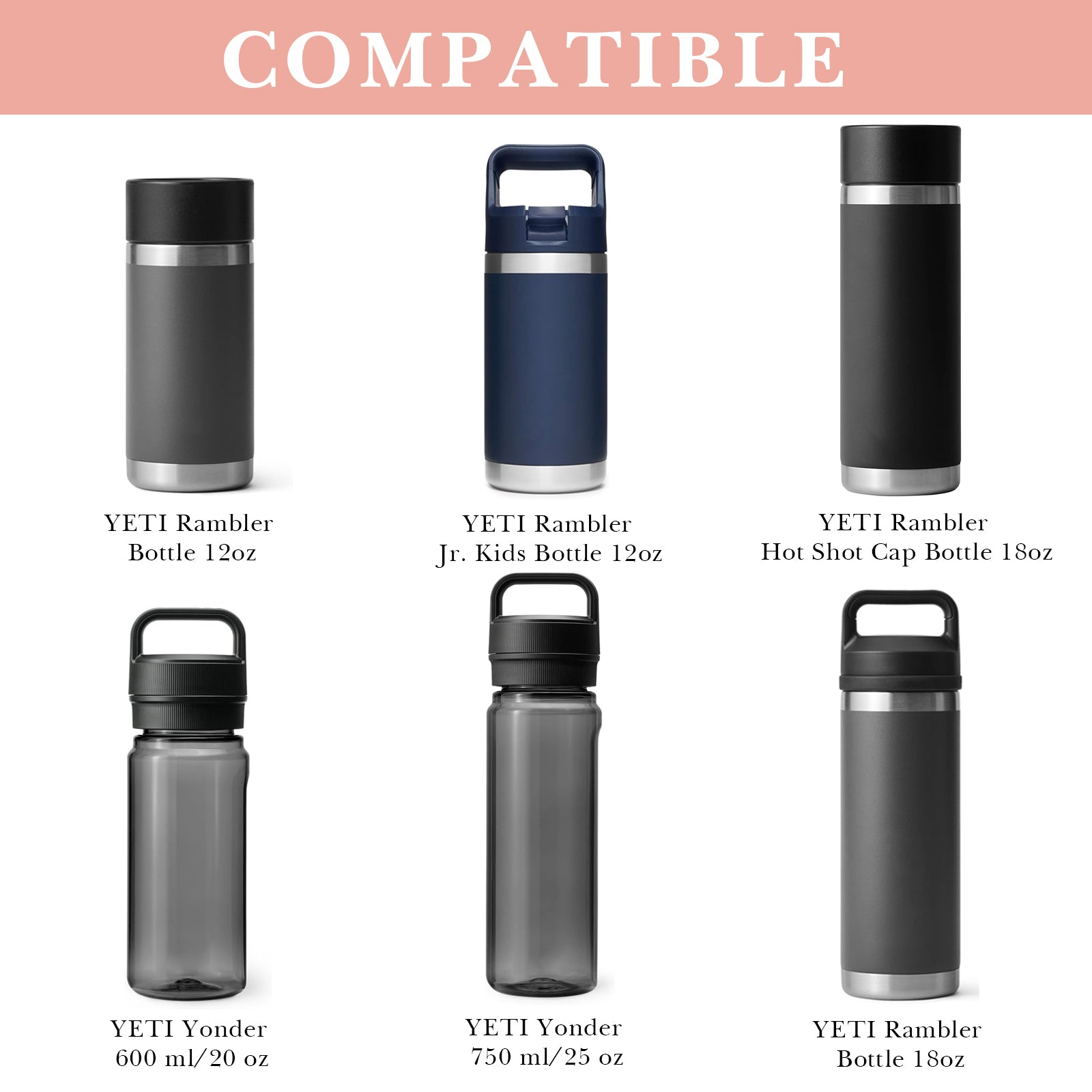 Linkidea 2 Pack Water Bottle Boot Compatible with YETI Rambler Jr. Kids 12oz, Rambler Bottle 12oz/18oz, Yonder 20oz, Silicone Anti-Slip Bottle Bottom Bumper Protector (Ice Pink)