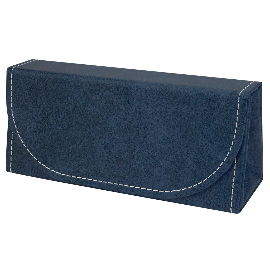 Extra Large Sunglasses Pouch Case, Blue Vegan Leather Eyewear Organizer Soft Bag Compatible with Rayban RB4401D/RBS0101S/RB8097/RB8089/RB4098