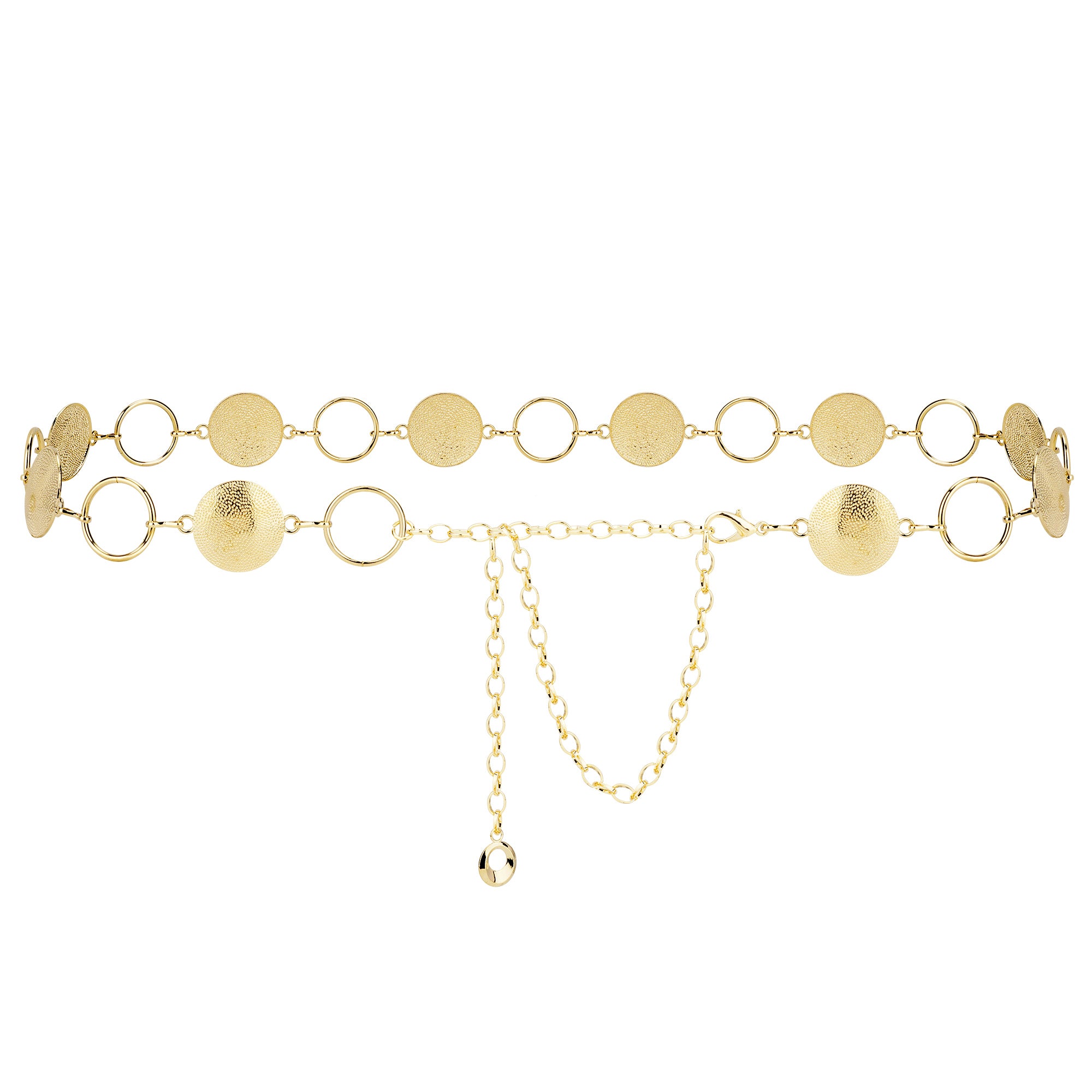 Plus Size Chain Belt for Women, Round Pieces Metal Chain Belt Women Belly Waist Chains, Extra Long Body Chain, 39-59 Inch Adjustable Chunky Belt Chain (XXL, Gold)