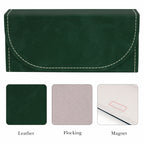 Extra Large Sunglasses Pouch Case, Green Vegan Leather Eyewear Organizer Soft Bag Compatible with Rayban RB4401D/RBS0101S/RB8097/RB8089/RB4098
