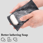 Linkidea Travel 4 Pack Soap Bar Bag with Foaming Nets, Waterproof Soap Saver Pouch, Quick Dry Exfoliating Soap Case for Travel, Camping, Gym, Shower Storage Organizer (Black)