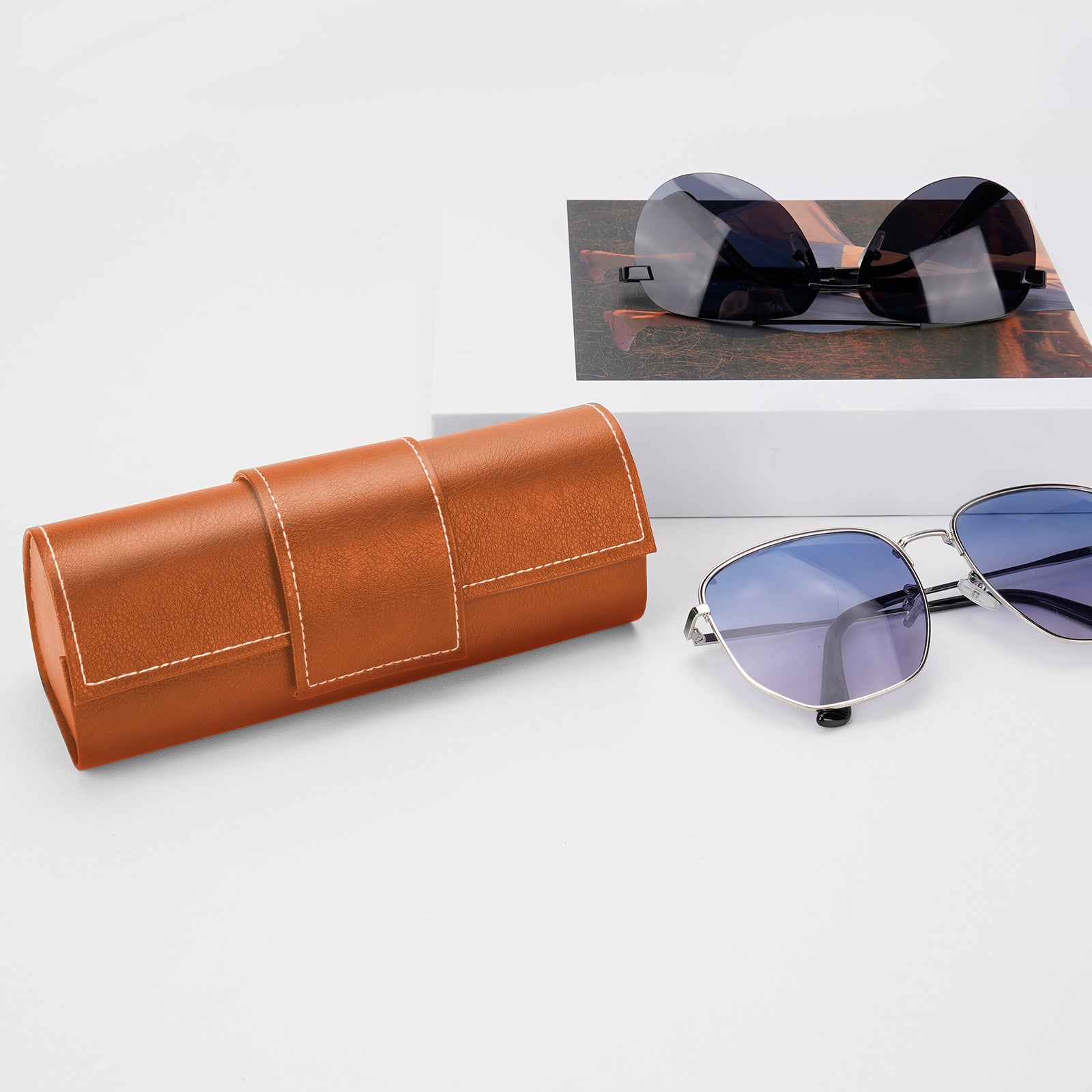 Extra Large Hard Shell Sunglasses Case, Oversized Eyewear Storage Organizer Compatible with Gucci GG0981S Prada PR 15W/PR 24Z Versace VE4473U/VE4478U/VE4479U (XL / Brown)