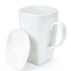 Linkidea 20oz Extra Large Fine Bone China Coffee Mug with Lid, Lightweight Coffee Cups with Handles for Office and Home, Microwave and Dishwasher Safe