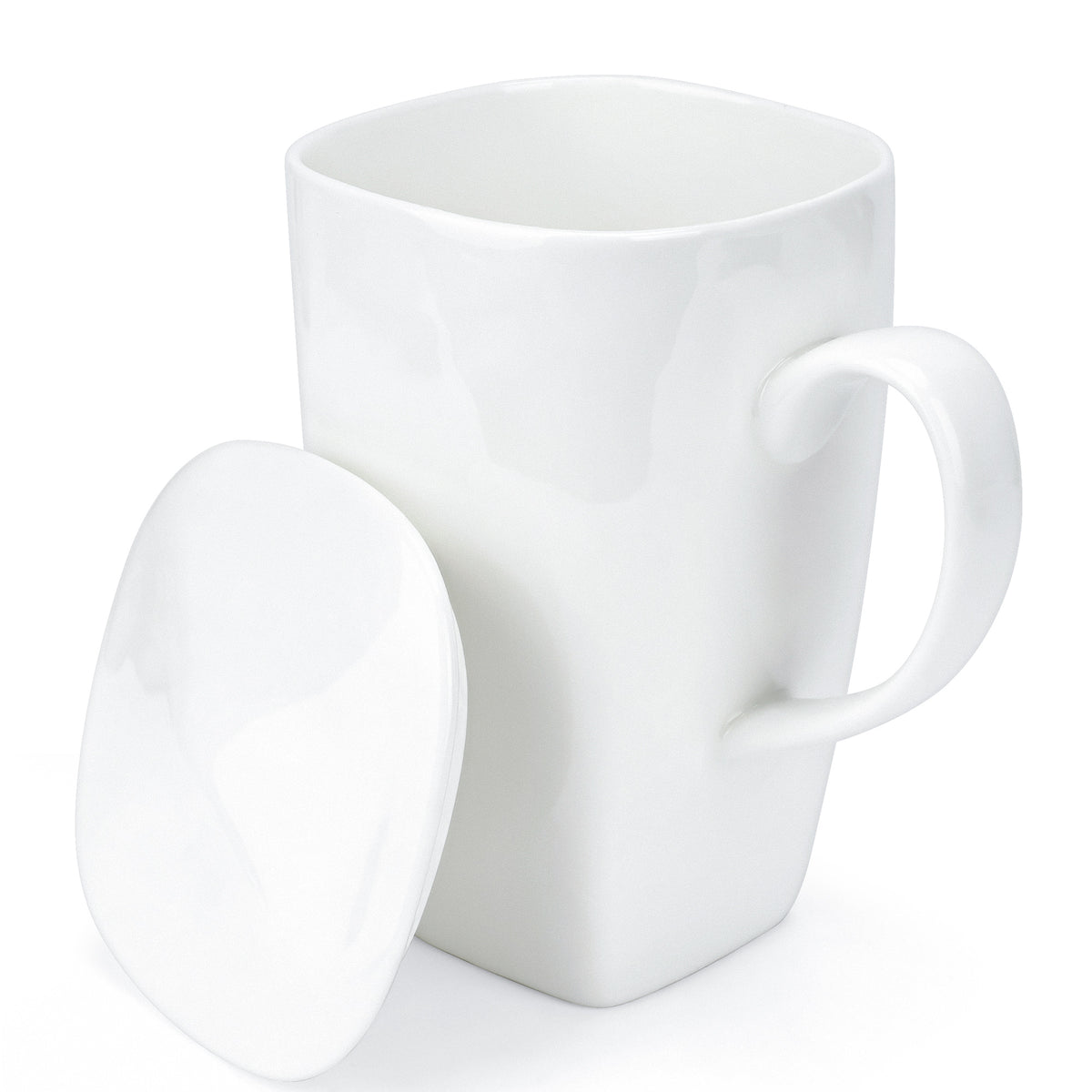 Linkidea 20oz Extra Large Fine Bone China Coffee Mug with Lid, Lightweight Coffee Cups with Handles for Office and Home, Microwave and Dishwasher Safe
