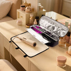 Linkidea Curling Iron Travel Bag, Hair Tools Organizer with 2 Compartments and Removable Pad, Compact Carrying Case for Storage and Travel, Black