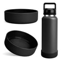 Linkidea 2 Pack Water Bottle Boot Compatible with YETI Rambler Bottle 26oz, Yonder 34oz, Silicone Anti-Slip Bottle Bottom Sleeve Bumper Protector (Black)