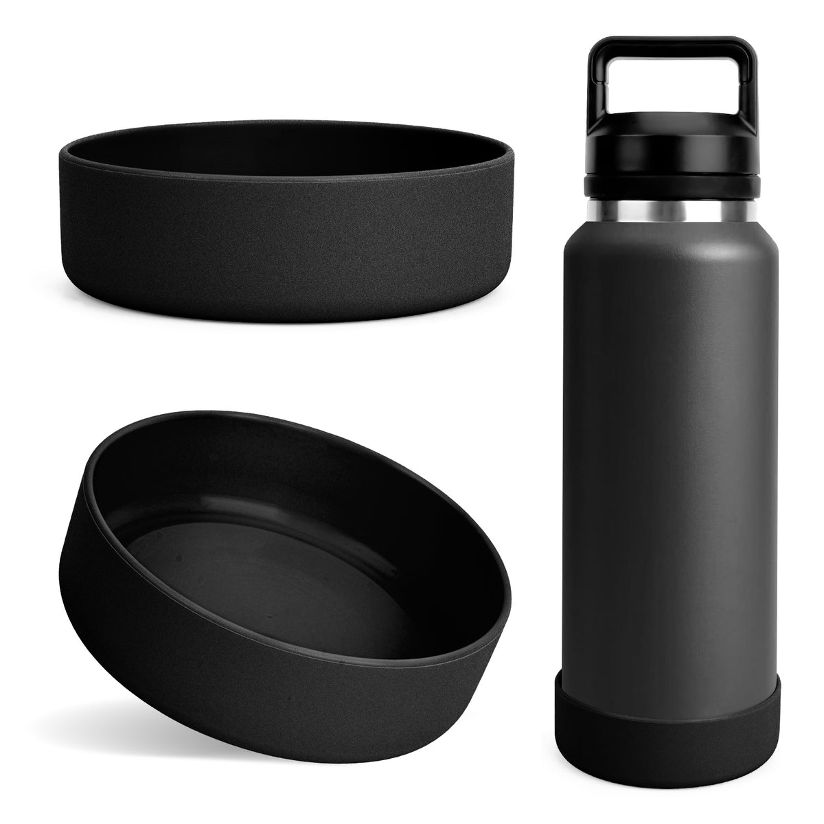 Linkidea 2 Pack Water Bottle Boot Compatible with YETI Rambler Bottle 26oz, Yonder 34oz, Silicone Anti-Slip Bottle Bottom Sleeve Bumper Protector (Black)