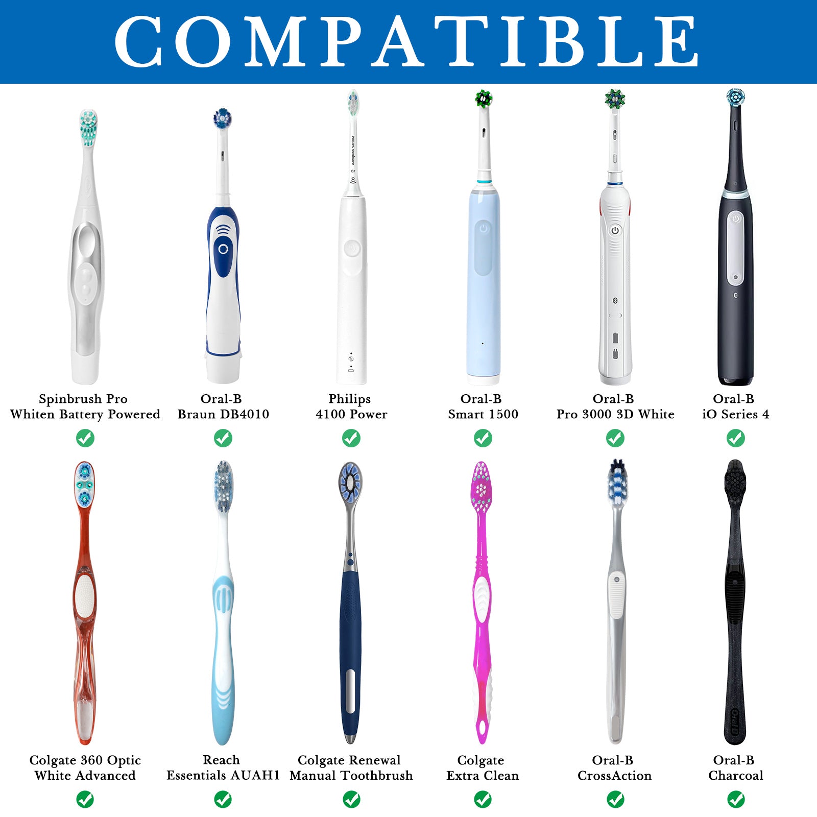 Linkidea Electric Countertop Toothbrush Holder, 4 Slots Plastic Brush Organizer Compatible with Oral-B iO Series, Philips Sonicare ProtectiveClean, Colgate ExtraClean (White)