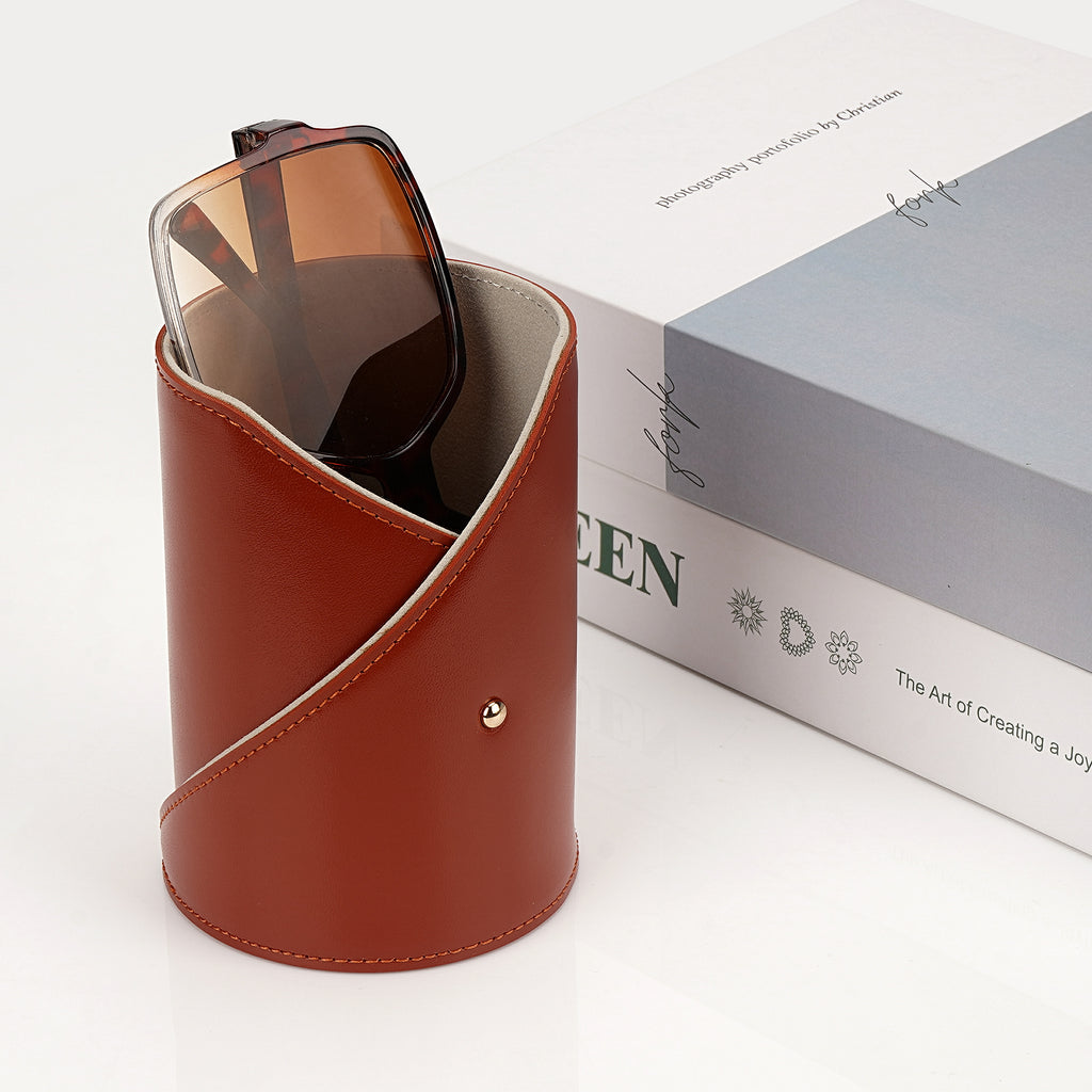 Extra Large Sunglasses Desk Holder Stand, Vegan Leather Eyeglasses Display Storage with Flock Lining, Sunwear Organizer Compatible with Rayban RB220/RB2195/RB3447/RB3809