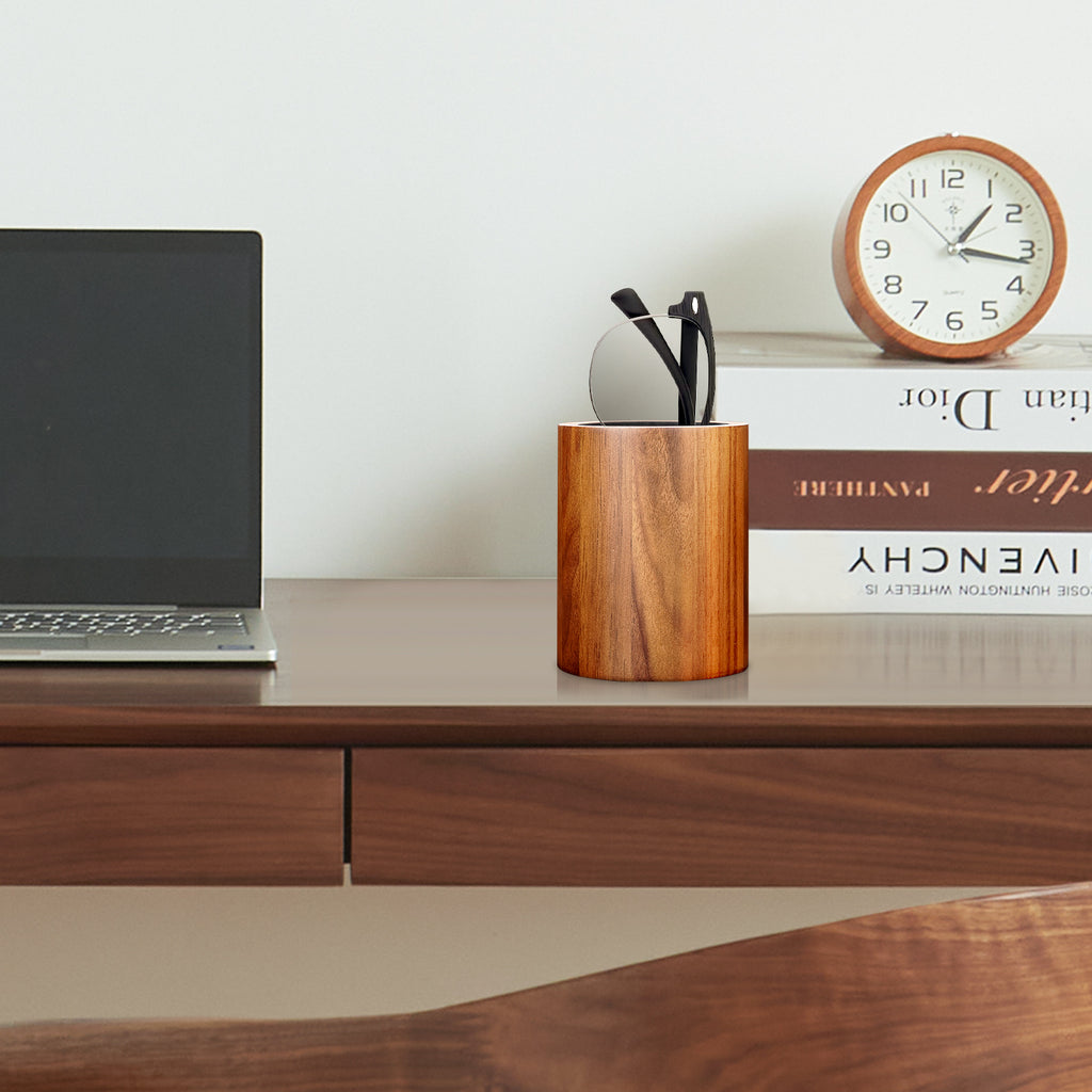Eyeglasses Desk Holder Stand, Wood Reading Glasses Holder for Nightstand Plush Lined, Glasses Storage Compatible with Muse Eloquence Decode Ottoto Ellsworth Weston Commander (Brown)