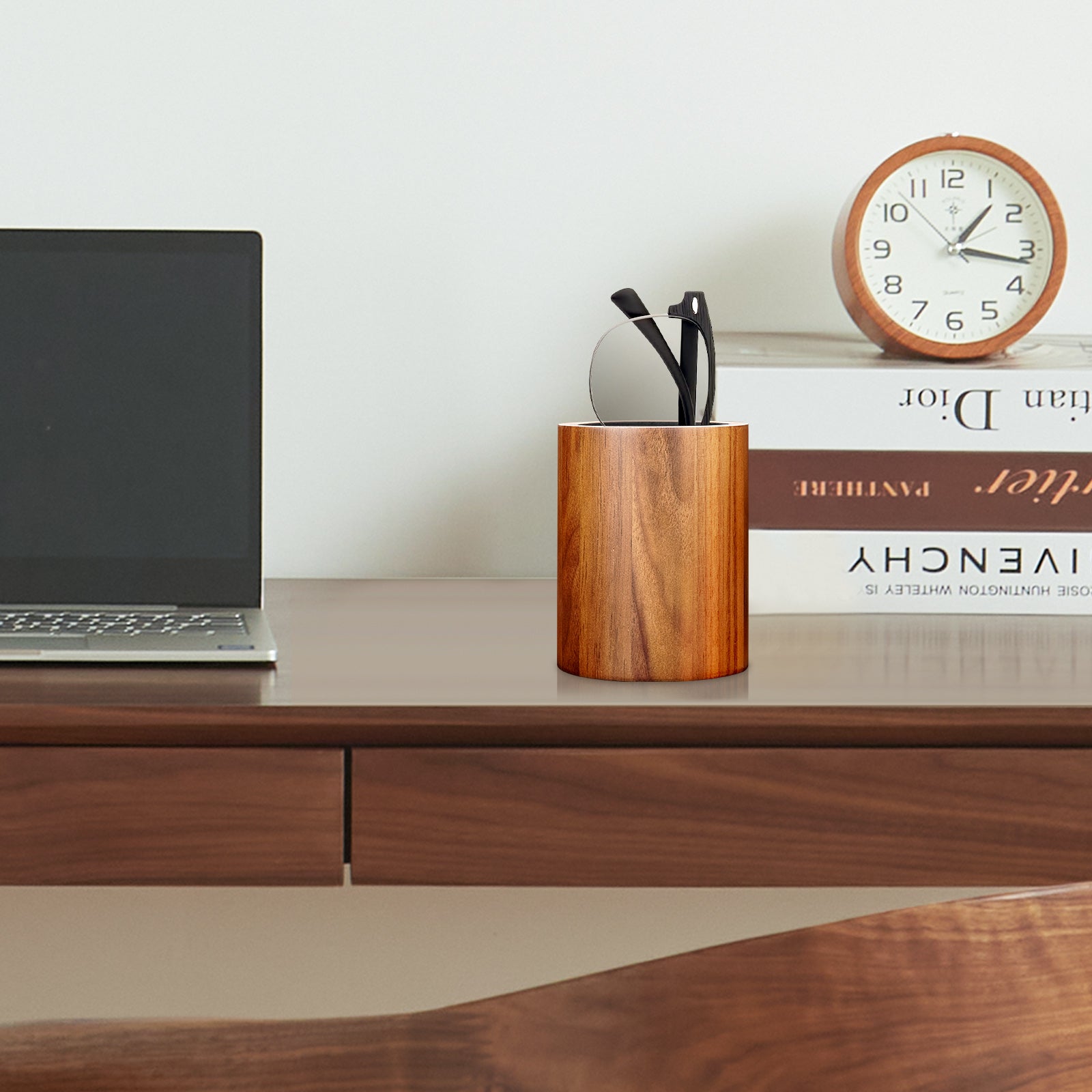 Eyeglasses Desk Holder Stand, Wood Reading Glasses Holder for Nightstand Plush Lined, Glasses Storage Compatible with Muse Eloquence Decode Ottoto Ellsworth Weston Commander (Brown)
