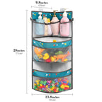 Linkidea Kids Bath Toy Organizer, Large Hanging Mesh Bathroom Caddy with 2 Adhesive Hooks and 2 S Hooks, Multi-Pocket Storage Bag for Bathroom and Bedroom (Grey)