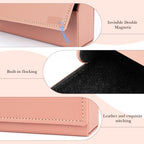 Hard Shell Sunglasses Case, Pink Vegan Leather Eyewear Storage Bag Pouch Organizer Compatible with Persol PO3357S PO3235S PO3366S RayBan RB3647N RB2197