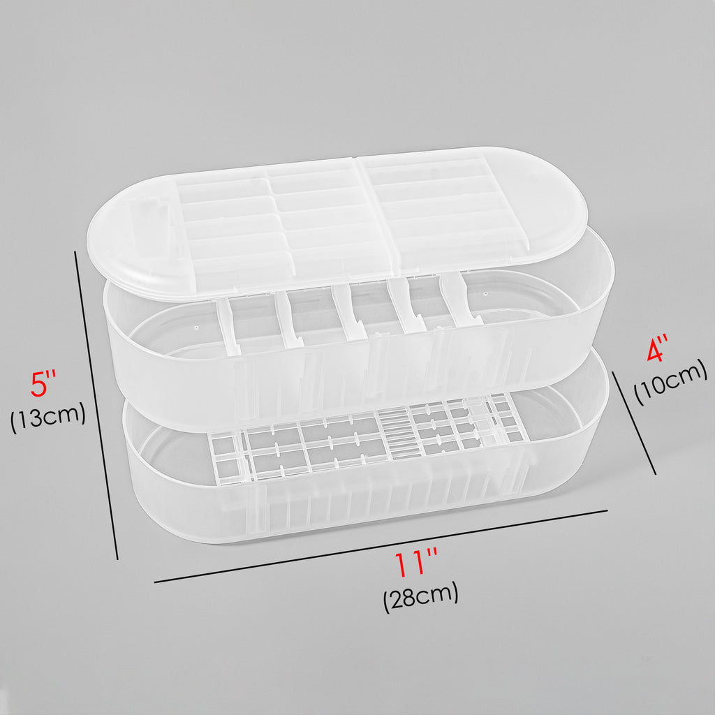 Linkidea 3 Layer Battery Storage Case Holder with Electric Quantity Detection, Portable Organizer for AA, AAA, Button Cells (White)