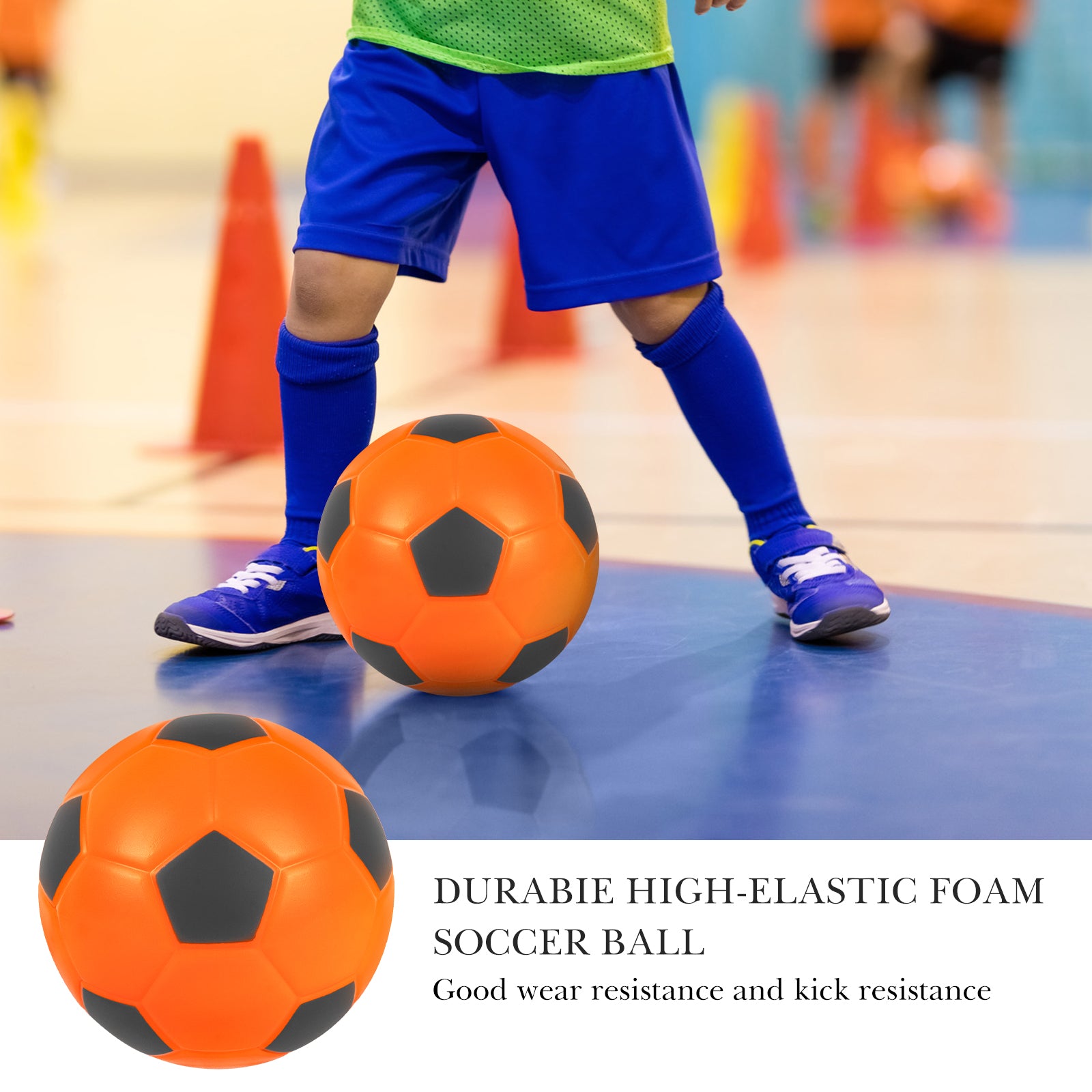 Size 4 Foam Soccer Ball, Super Soft Indoor Sponge Soccer Ball Perfect for Kids Home Soccer Practice or Beginner Play (Orange)