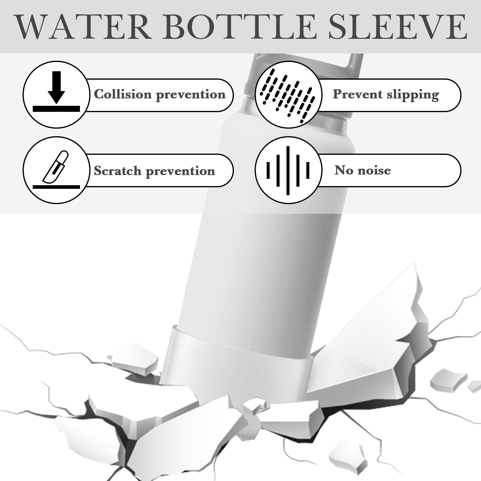Linkidea 2 Pack Water Bottle Boot Compatible with YETI Rambler Bottle 36oz, Silicone Anti-Slip Waterbottle Bottom Sleeve Cover Protector (Clear White)