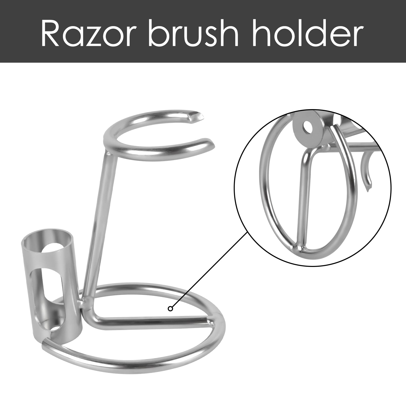 Linkidea Razor Holder Stand, Stainless Steel Shaving Rack for Men's Grooming, Bathroom & Shower Accessories Compatible with Merkur 34HD, Vikings Blade (Silver)