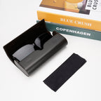 Extra Large Hard Shell Sunglasses Case, Vegan Leather Sunwear Storage Bag Pouch Organizer Compatible with Quay COME THRU JEZABELL Gucci GG1422S GG1440S Persol PO3328S (XL, Black)