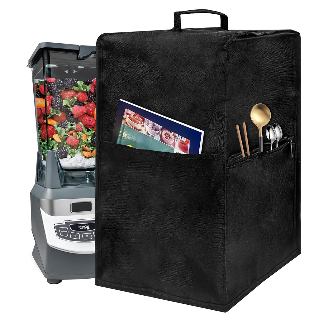 Linkidea Blender Dust Cover, Portable Blender Cover with Hand Strap, Insulated Blender Cover with Compartment Fits Home Kitchen Use, Compatible with Ninja BL660, BN701, BL770AMZ (Black)