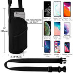Linkidea Sports Water Bottle Carrier with Strap Compatible with Enerbone 32oz, Owala FreeSip 24oz, Motivational Waterbottle Sling Bag Holder with Phone Pocket for Hiking, Running, Fitness