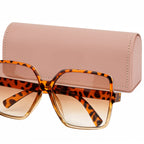 Linkidea Sunglasses Case, Large Frame Glasses Case for Sunglass, Eyeglasses Travel Bag Compatible with Persol Rectangle/Aviator RayBan Caravan Reverse Square (Light Red)
