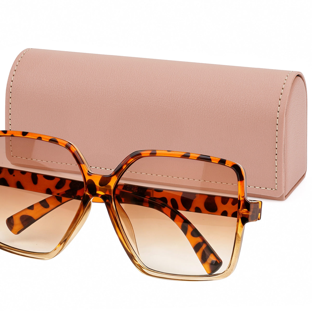 Linkidea Sunglasses Case, Large Frame Glasses Case for Sunglass, Eyeglasses Travel Bag Compatible with Persol Rectangle/Aviator RayBan Caravan Reverse Square (Light Red)