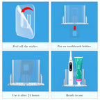 Linkidea 2 Pack Wall Mount Toothbrush Holder for Bathroom, Plastic Clear Self Adhesive Wallmount Tooth Brush Hanger Compatible with Oral-B iO Series, Philips Sonicare 5100/5300, 7AM2M(Transparent)