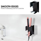 Linkidea Wall Mount Curling Iron Holder, Stainless Steel Hair Straightener Storage, Adhesive Hair Dryer Rack, Bathroom Organizer for Flat Iron, Curling Wand (Black)