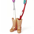 Linkidea Countertop Toothbrush Holder for Bathroom, Unique Ceramic Single Slot Vanity Stand, Compatible with Oral-B CrossAction, Colgate Renewal Manual Toothbrush (Brown)