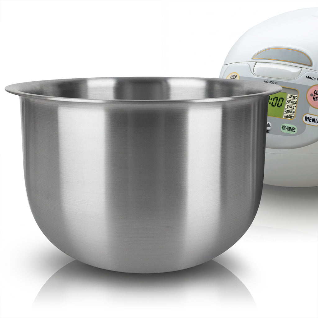 Linkidea Rice Cooker Stainless Steel Inner Pot Compatible with Zojirushi NS-ZCC18, NP-HCC18XH, NP-HLH18, NP-HBC18, Dishwasher Safe, No Coating Replacement Bowl