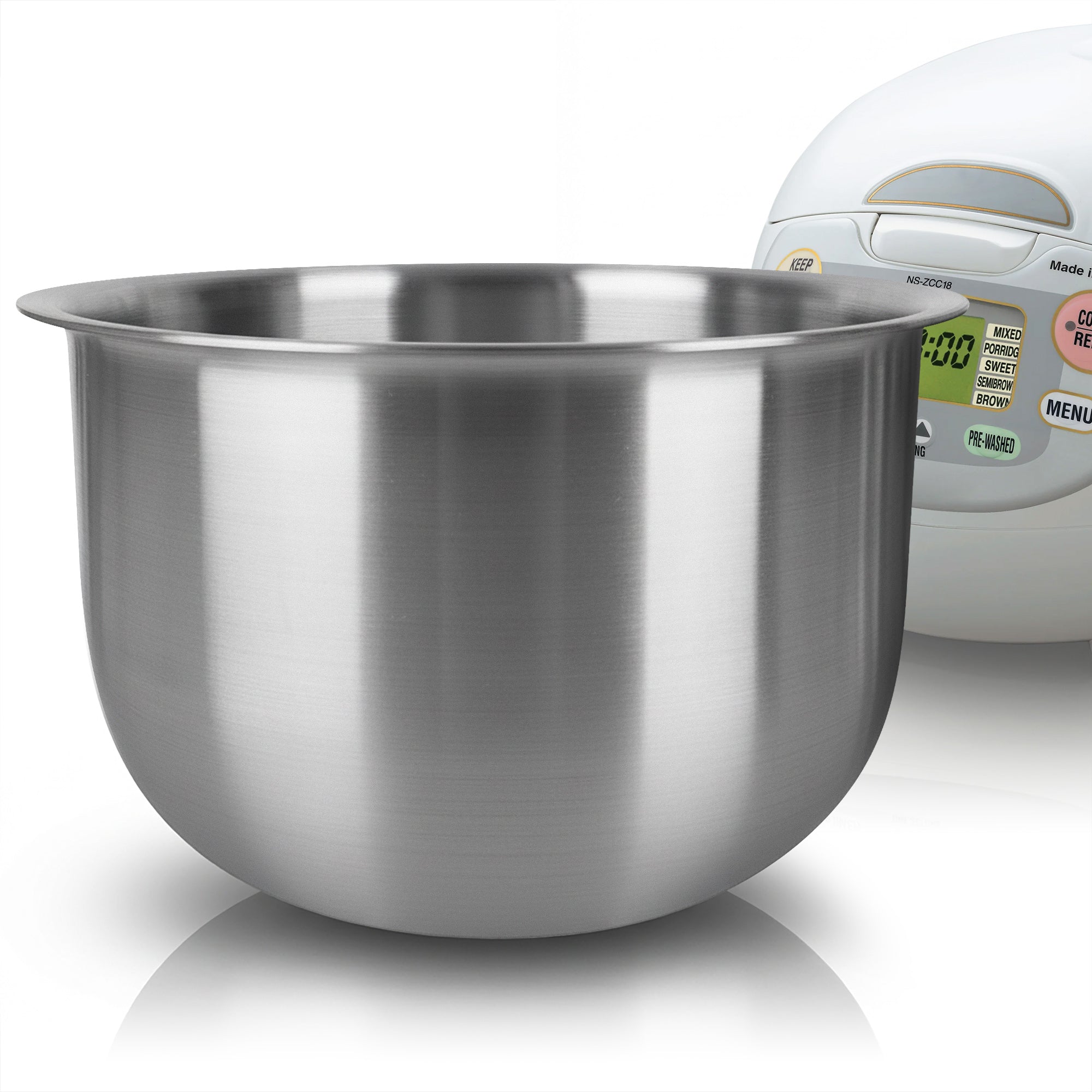 Linkidea Rice Cooker Stainless Steel Inner Pot Compatible with Zojirushi NS-ZCC18, NP-HCC18XH, NP-HLH18, NP-HBC18, Dishwasher Safe, No Coating Replacement Bowl