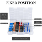 Linkidea Plastic Battery Organizer Case for AA/AAA/C/D/9V, Storage Box Holds 29 Batteries with Dividers, Portable for Home & Outdoor (Clear)