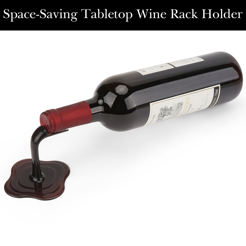Linkidea 2 Pack Plastic Countertop Wine Rack, Tabletop Wine Bottle Holder Stand for Bar, Kitchen, Dining Room, Home, or Office, Modern Decorative Wine Storage Organizer (Yellow/Black)