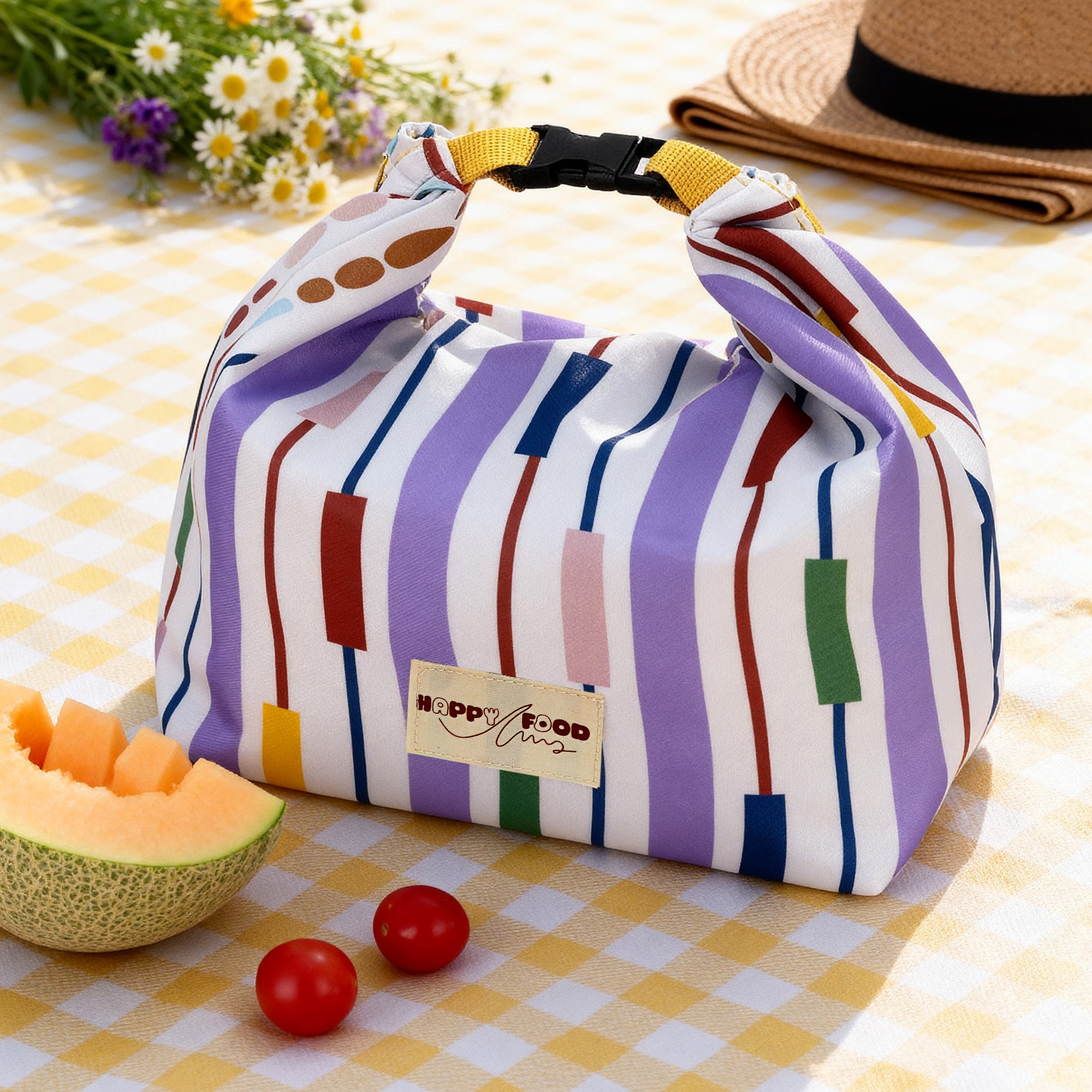 Linkidea Insulated Snack Bag, Thermal Lunch Tote, Reusable Picnic Accessories for Adults, Portable Food Storage Pouch, Waterproof Lunch Cooler Bag(Purple)