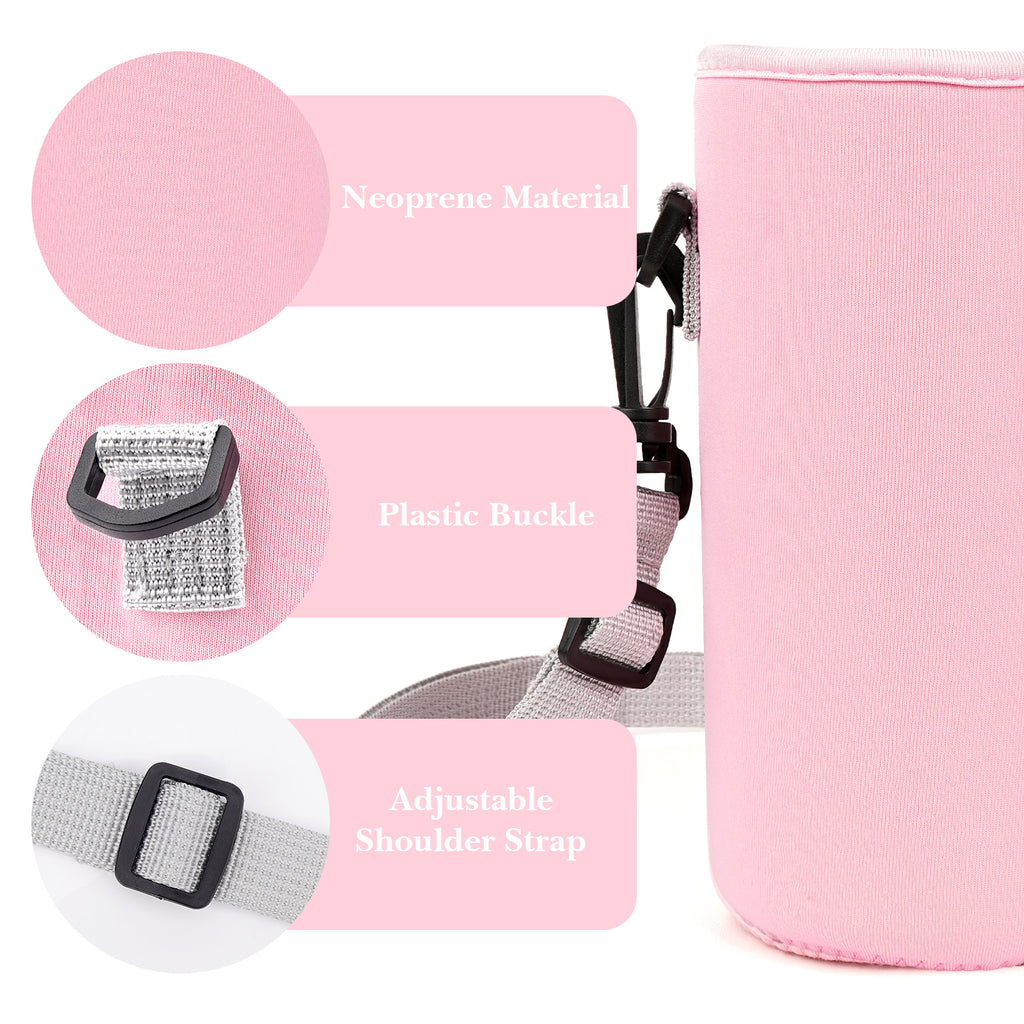 Linkidea Water Bottle Carrier with Strap Compatible with Simple Modern Summit Collection 32oz, Hydro Flask Wide Mouth, Waterbottle Sling Bag Holder with Shoulder Strap (Pink)