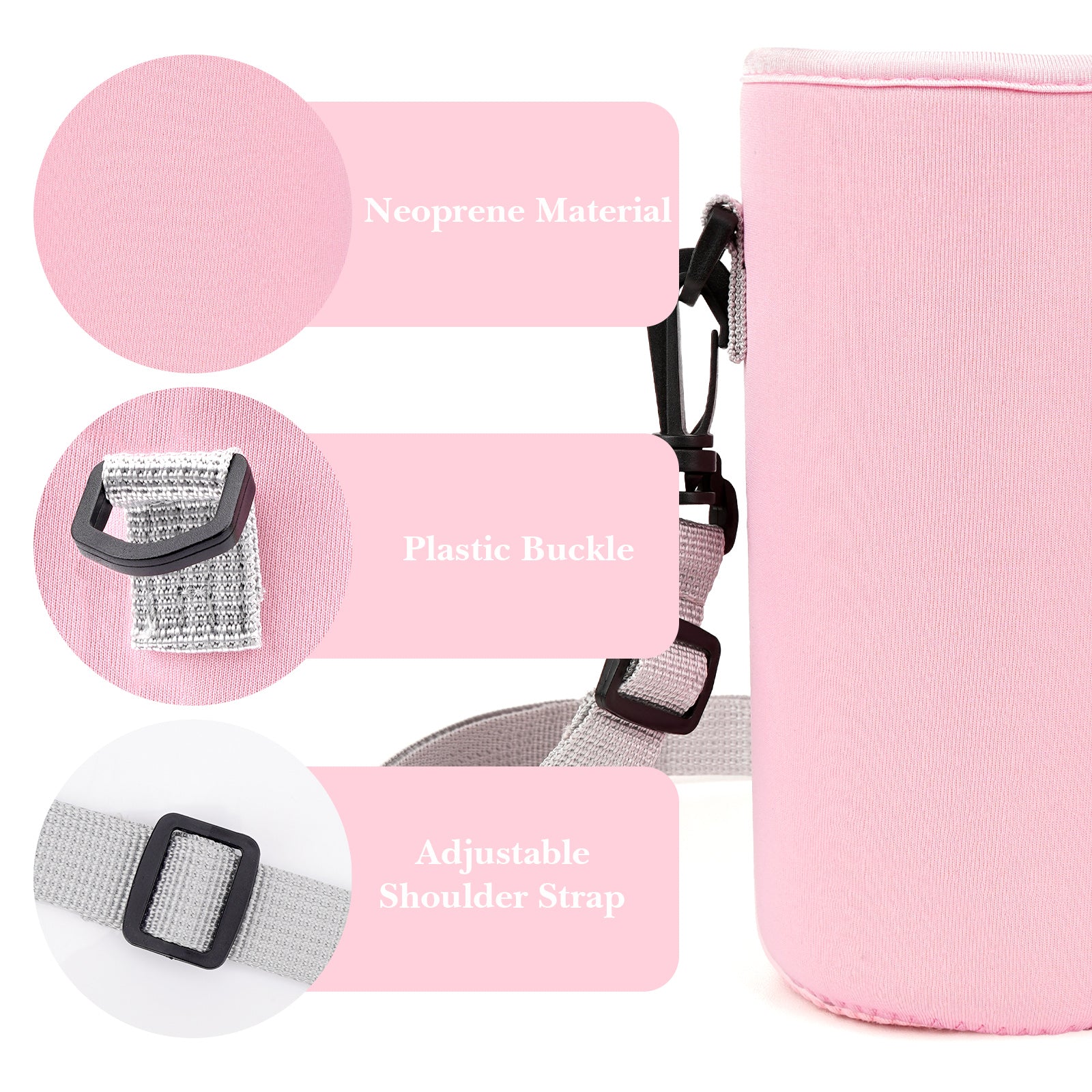 Linkidea Water Bottle Carrier with Strap Compatible with Simple Modern Summit Collection 32oz, Hydro Flask Wide Mouth, Waterbottle Sling Bag Holder with Shoulder Strap (Pink)
