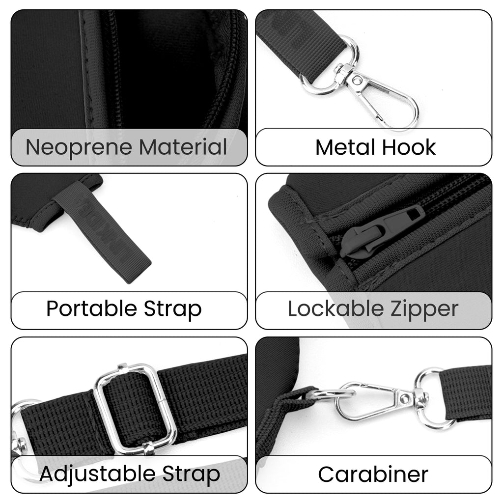 Linkidea Disposable Water Bottle Carrier with Strap Compatible with Smartwater 16.9/20Fl Oz, Evian, Insulated Neoprene Plastic Bottled Water Cover with Clip for Backpack (Black)