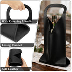 Linkidea Vegan Leather Wine Bottle Bags, 16.7" x 6.9" Wine Tote Bags for Gifts, Luxury Gift Bags for 750ml Wine Bottles, Fits Christmas Use (Black)