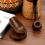 Linkidea Ebony Wood Smoking Pipe Stand, Portable Tobacco Pipe Holder Rack for Men, Wooden Rest Compatible with Most Pipes, Classic Smoking Accessories