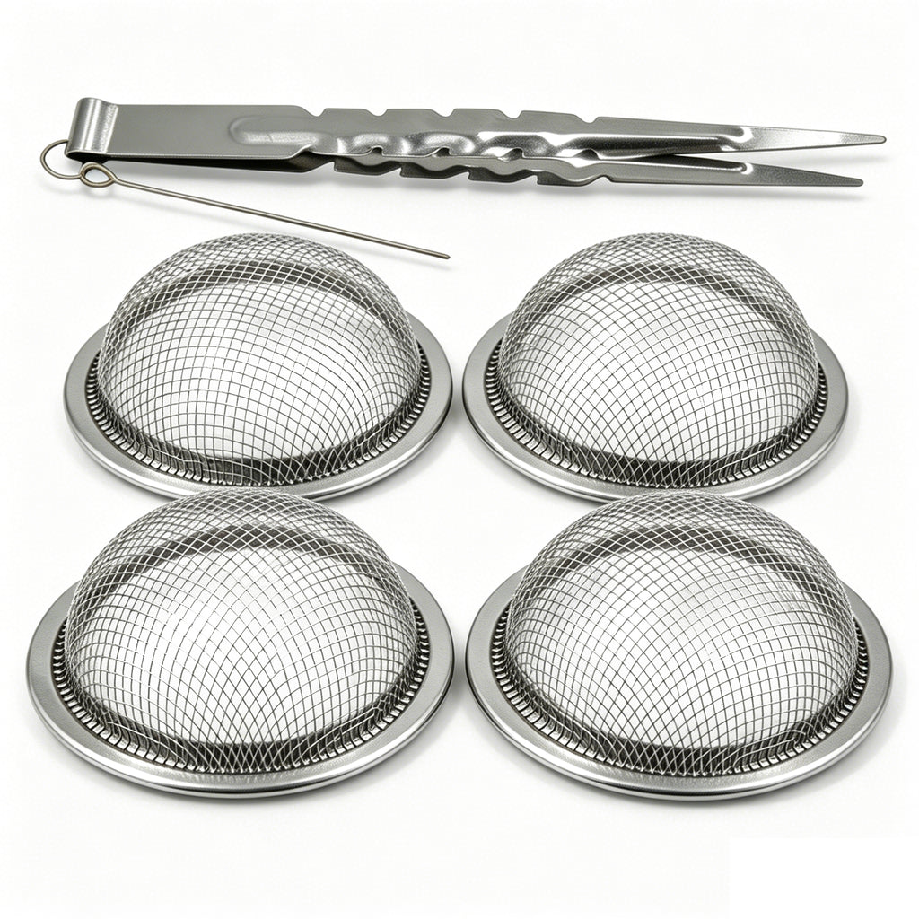 Linkidea 4 Pack 2.4" Metal Mesh Screen Holder with Clips, Heat-Resistant Ash Guard Filter for Aromatherapy Incense Burners, Airflow-Preserving Protective Cover (Silver)