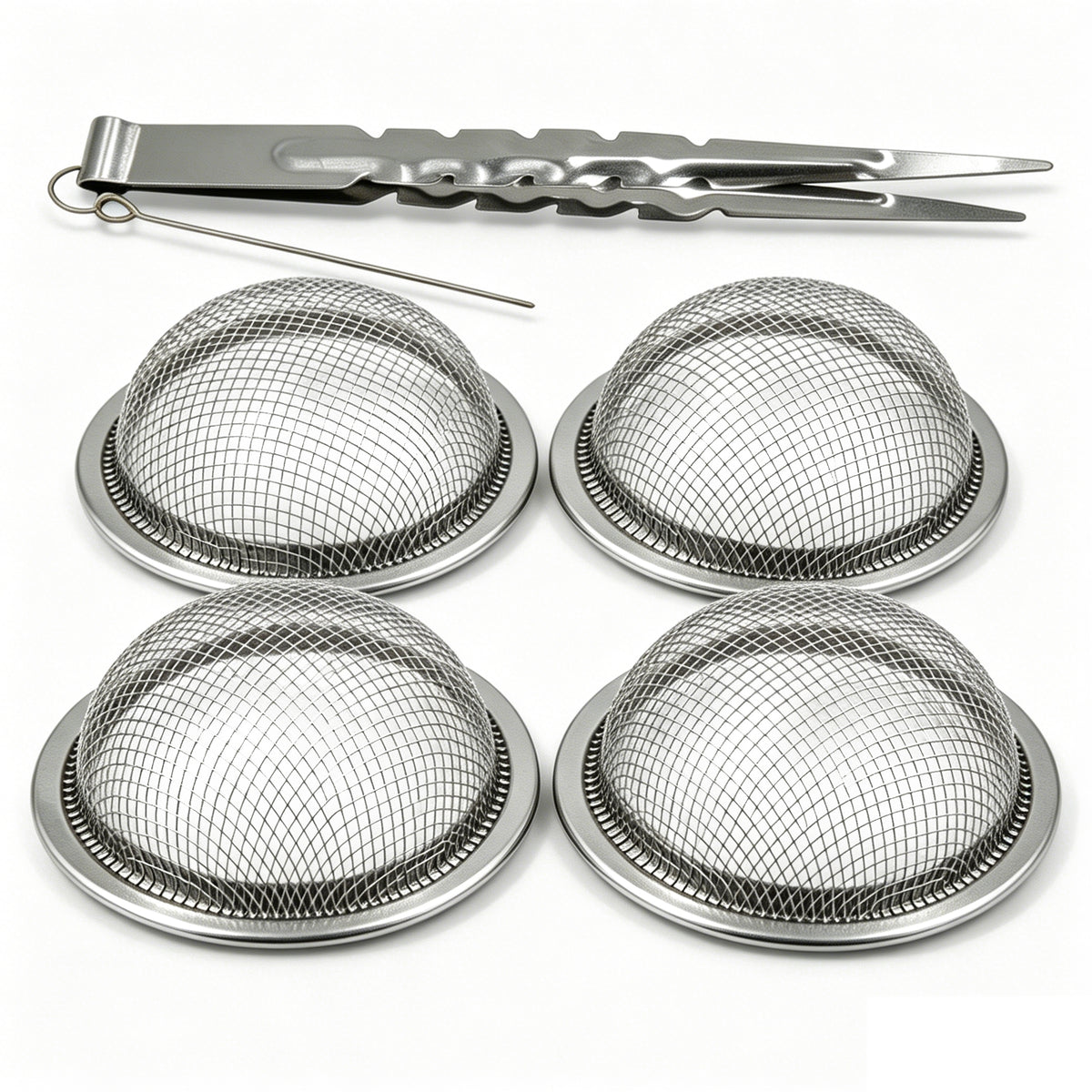 Linkidea 4 Pack 2.4" Metal Mesh Screen Holder with Clips, Heat-Resistant Ash Guard Filter for Aromatherapy Incense Burners, Airflow-Preserving Protective Cover (Silver)