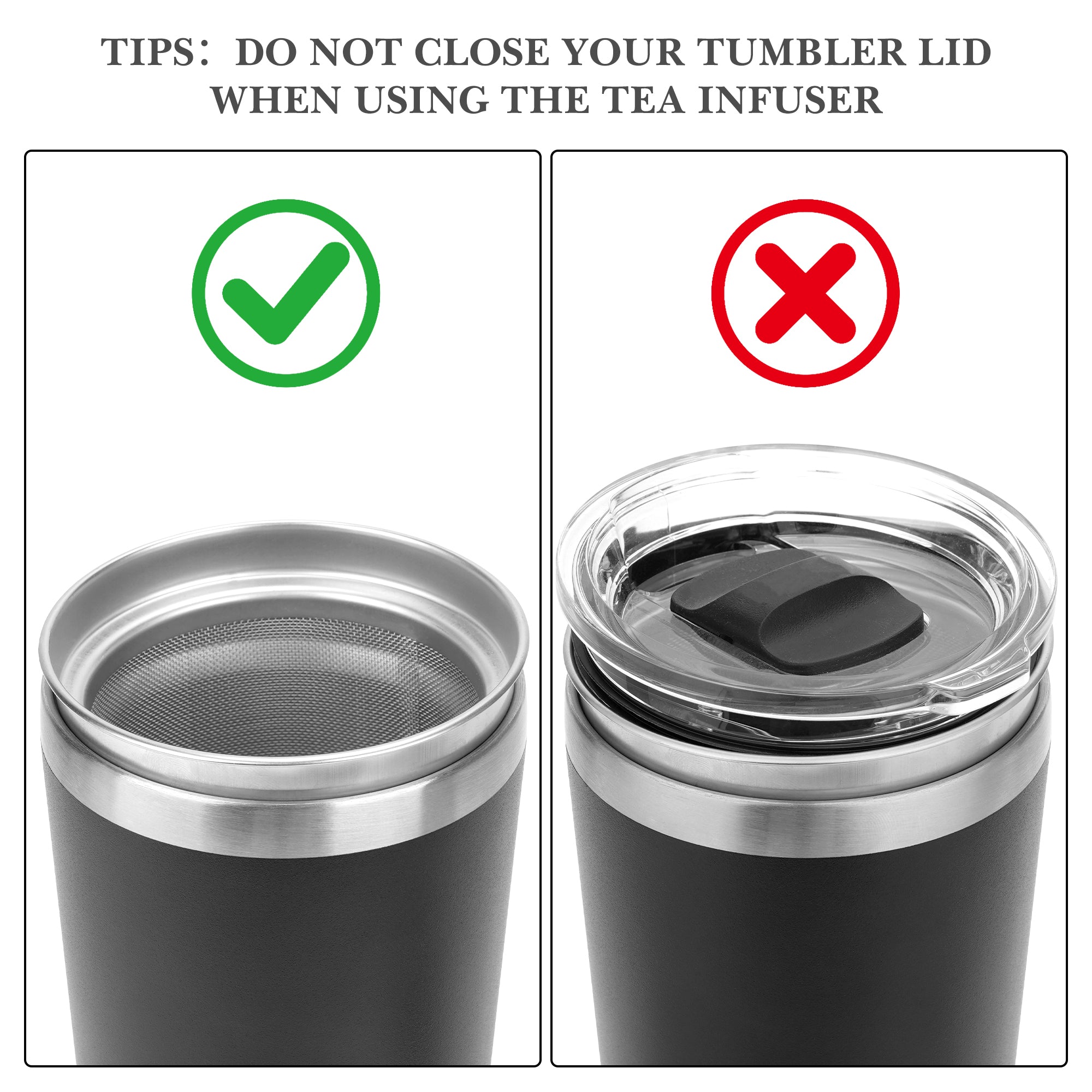 Linkidea Tumbler Tea Infuser for Loose Leaf Tea, Compatible with YETI Tumbler 20oz/30oz, IRON FLASK Classic 24oz/32oz Mug Attachment, 304 Stainless Steel Mesh Strainer (Dishwasher Safe)