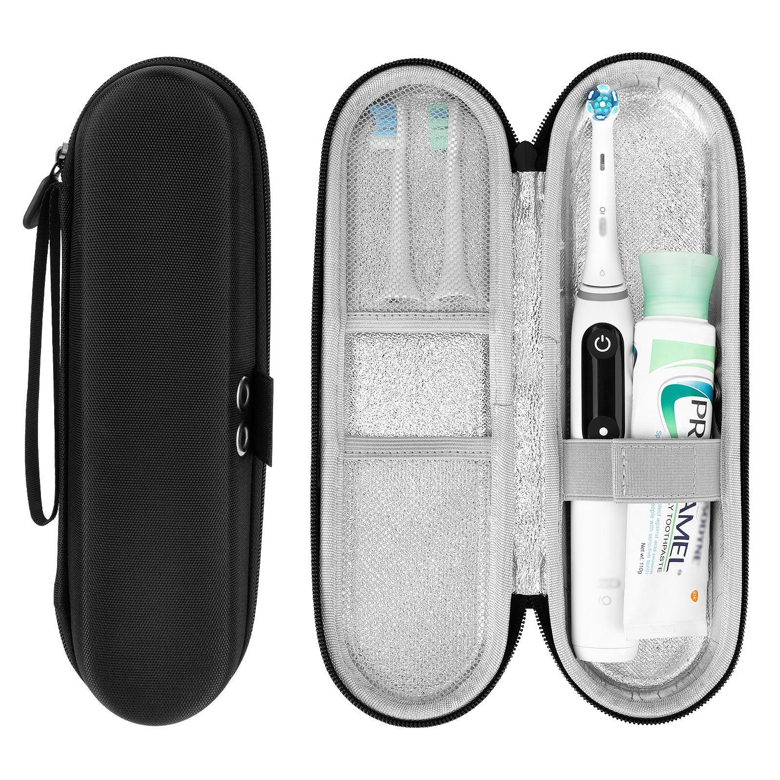 Linkidea Electric Toothbrush and Toothpaste Travel Case with Ventilation, Hard Shell Electronic Tooth Brush and Paste Protective Storage Bag, Compatible with Oral-B iO Series, Philip Sonicare