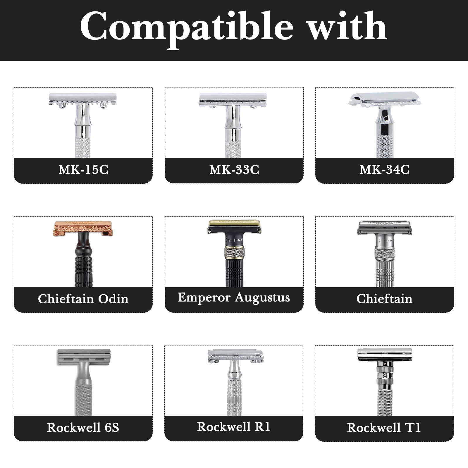 Linkidea Stainless Steel Shaver Holder, Men's Razor Holder with Anti-Slip Pad, Razor Stand Compatible with Merkur, Parker, Vikings Blade, Rockwell Most of Manual Razor (Nickel Color)