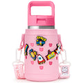 Linkidea EVA Water Bottle Carrier with Strap Compatible with YETI Rambler Jr. 12 oz, MIRA Kids 15oz, Gatorade Premium Kids Bottle 12oz, Waterbottle Sling Holder with Shoulder Strap, Pink