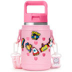 Linkidea EVA Water Bottle Carrier with Strap Compatible with YETI Rambler Jr. 12 oz, MIRA Kids 15oz, Gatorade Premium Kids Bottle 12oz, Waterbottle Sling Holder with Shoulder Strap, Pink